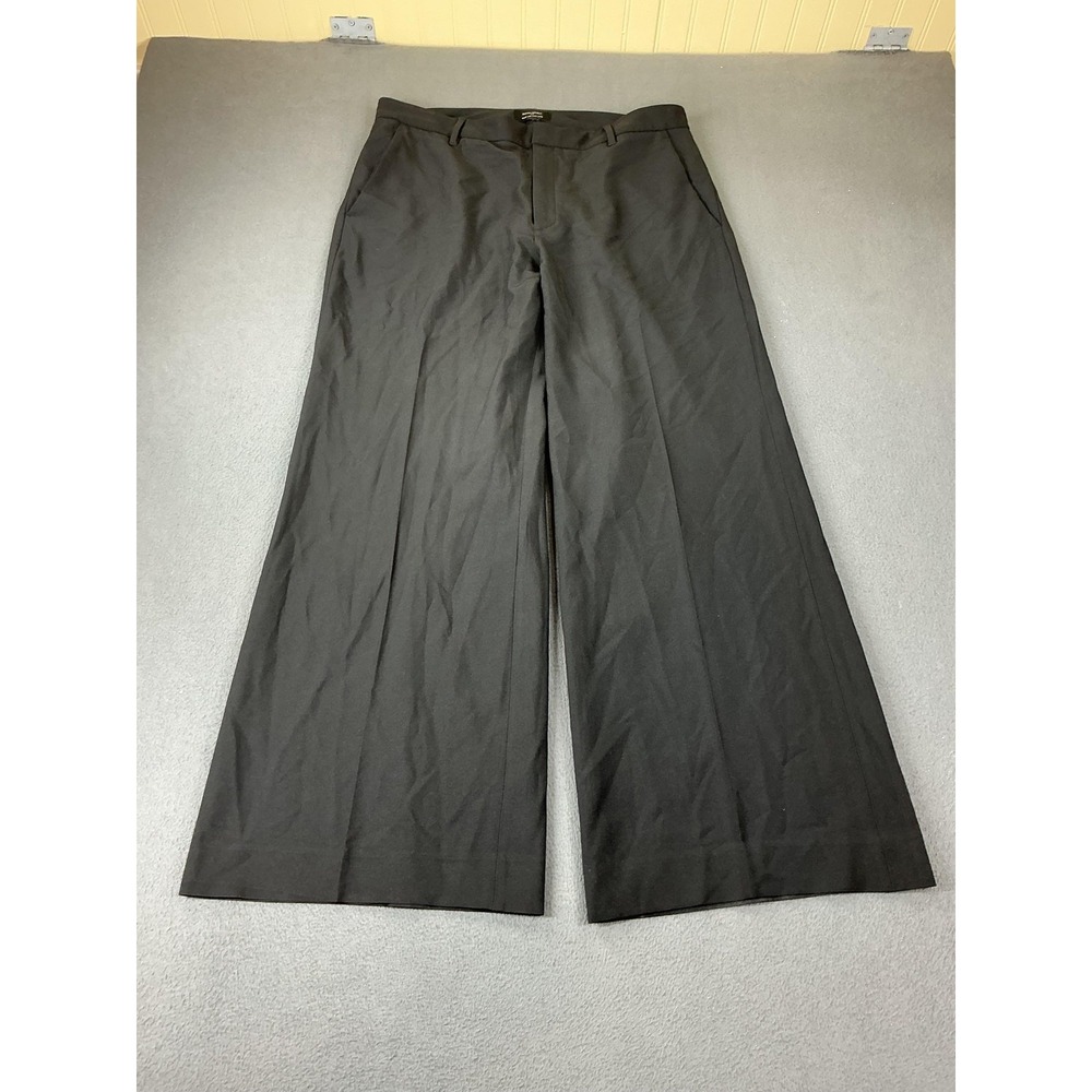 Banana Republic Pants Womens 12 Black Wide-Leg High-Rise Twill Stretch Pockets